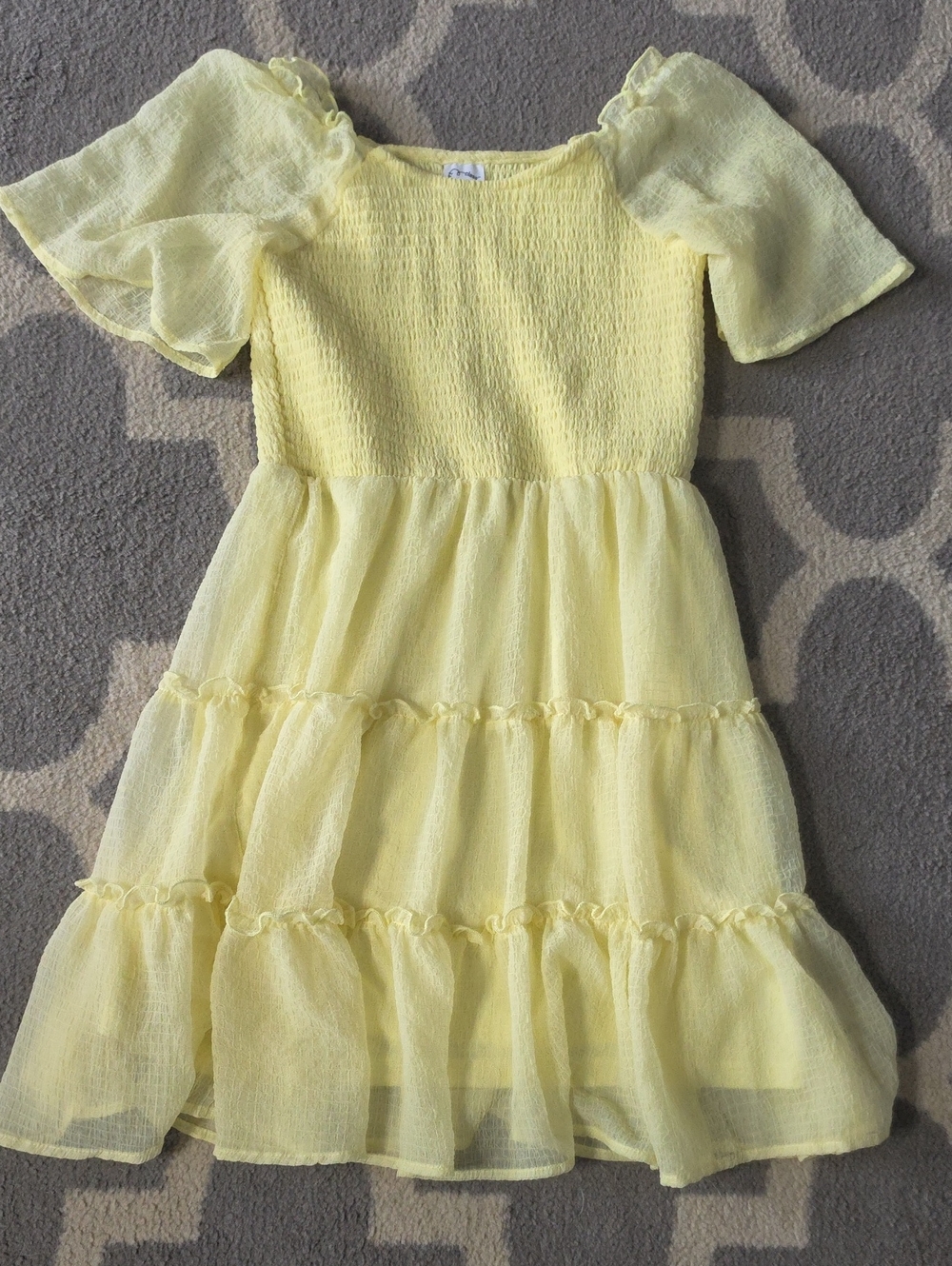 Girls' Yellow Tiered Summer Dress